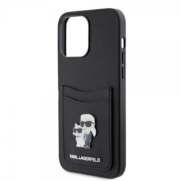 Karl Lagerfeld iPhone 15 Pro Max Skal Saffiano Double Cardslot Svart