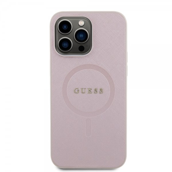 Guess iPhone 15 Pro Max Skal Saffiano MagSafe Rosa