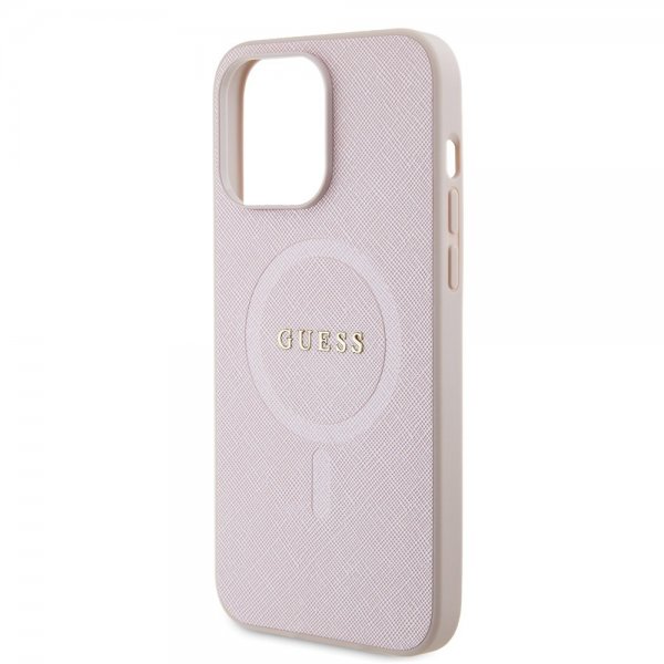 Guess iPhone 15 Pro Max Skal Saffiano MagSafe Rosa