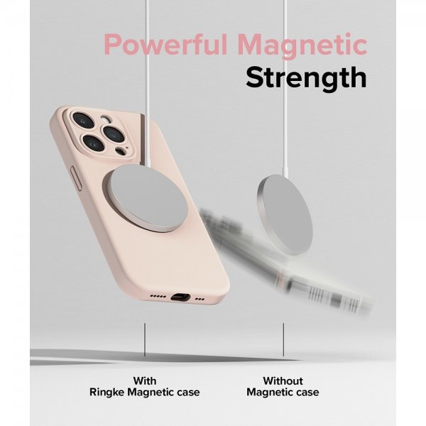 Ringke iPhone 15 Pro Max Skal Silicone Magnetic Pink Sand