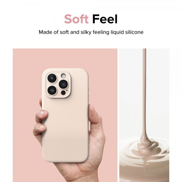 Ringke iPhone 15 Pro Max Skal Silicone Magnetic Pink Sand