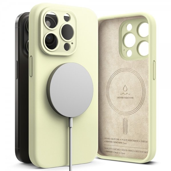 Ringke iPhone 15 Pro Max Skal Silicone Magnetic Sunny Lime