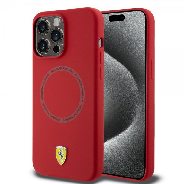 Ferrari iPhone 15 Pro Max Skal Silicone MagSafe Röd