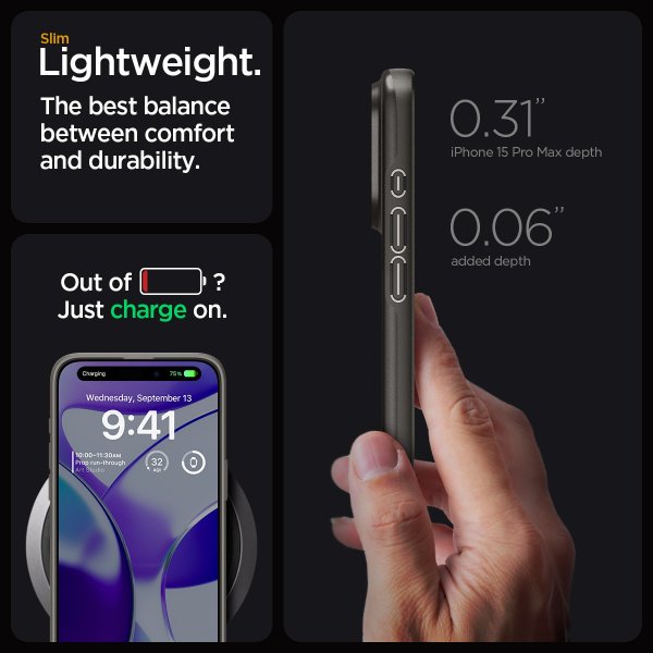 Spigen iPhone 15 Pro Max Skal Thin Fit Gunmetal