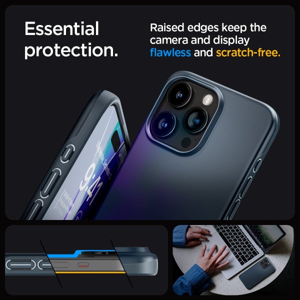 Spigen iPhone 15 Pro Max Skal Thin Fit Metal Slate