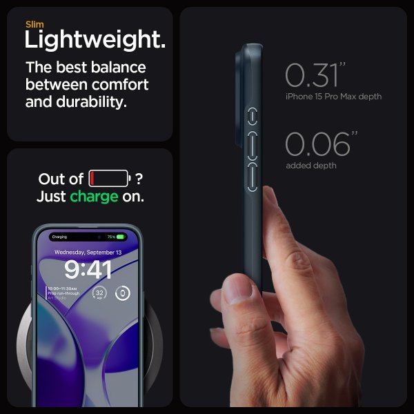 Spigen iPhone 15 Pro Max Skal Thin Fit Metal Slate