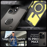 Spigen iPhone 15 Pro Max Skal Tough Armor MagFit Gunmetal