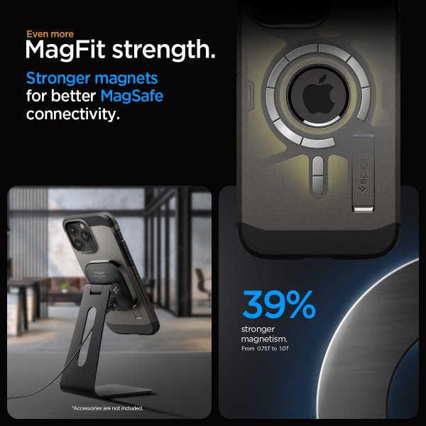 Spigen iPhone 15 Pro Max Skal Tough Armor MagFit Gunmetal