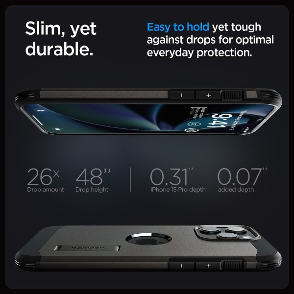 Spigen iPhone 15 Pro Max Skal Tough Armor MagFit Gunmetal