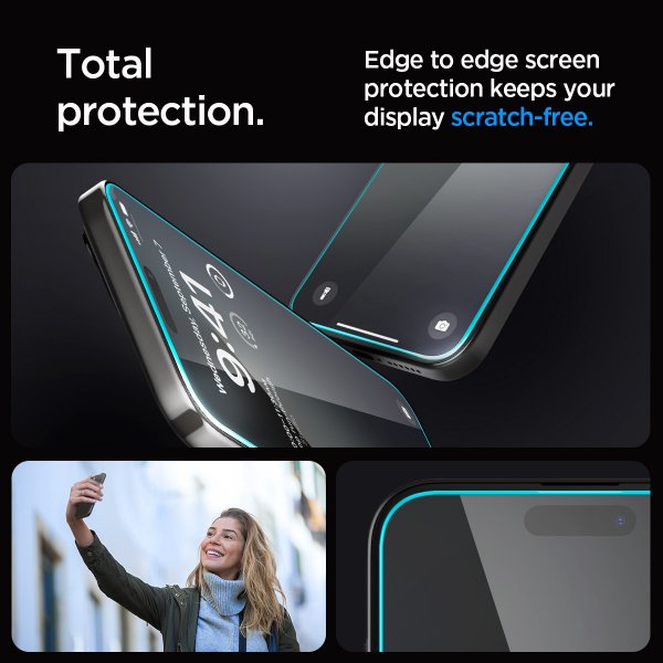 Spigen iPhone 15 Pro Max Skärmskydd GLAS.tR EZ Fit 2-pack