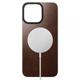 Nomad iPhone 15 Pro Max Skin Magnetic Leather Back Horween Rustic Brown