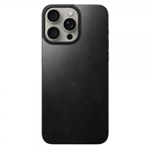 Nomad iPhone 15 Pro Max Skin Magnetic Leather Back Horween Svart