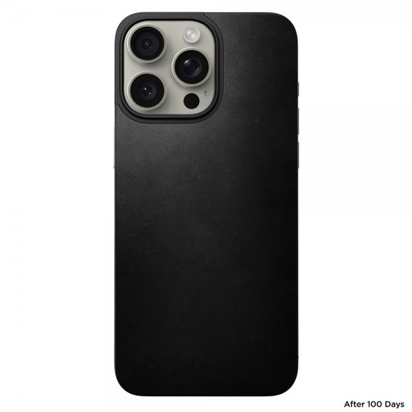 Nomad iPhone 15 Pro Max Skin Magnetic Leather Back Horween Svart