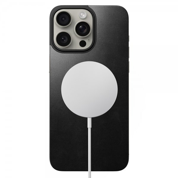 Nomad iPhone 15 Pro Max Skin Magnetic Leather Back Horween Svart
