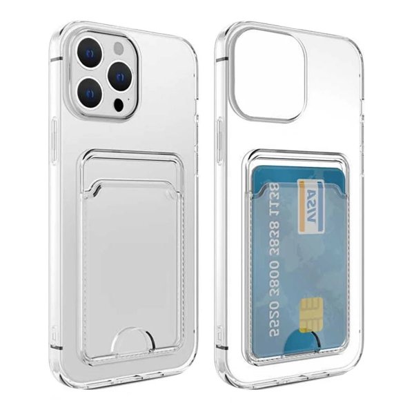 iPhone 15 Pro Max Skal Korthållare Stöttåligt Transparent
