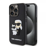 Karl Lagerfeld iPhone 15 Pro Skal 3D Rubber Karl & Choupette Svart