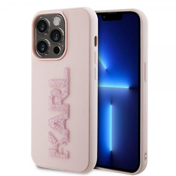 Karl Lagerfeld iPhone 15 Pro Skal 3D Rubber Karl Rosa