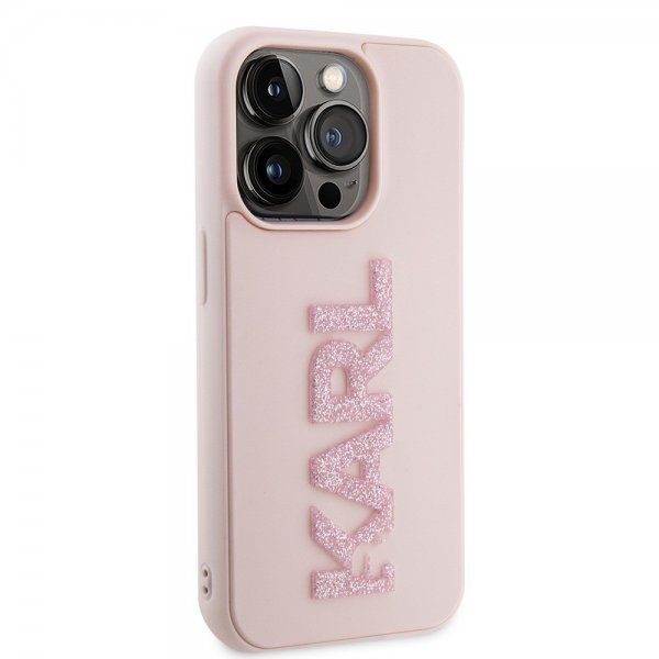 Karl Lagerfeld iPhone 15 Pro Skal 3D Rubber Karl Rosa