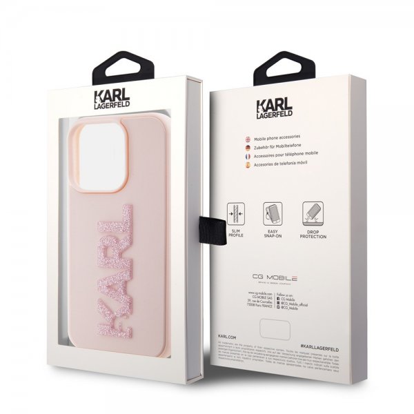 Karl Lagerfeld iPhone 15 Pro Skal 3D Rubber Karl Rosa