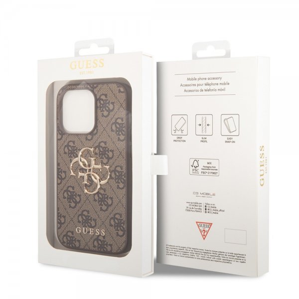Guess iPhone 15 Pro Skal 4G Logo Brun