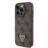 Guess iPhone 15 Pro Skal 4G Metal Triangle Strass Brun