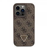 Guess iPhone 15 Pro Skal 4G Metal Triangle Strass Brun