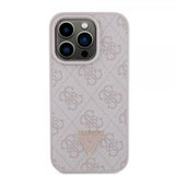 Guess iPhone 15 Pro Skal 4G Metal Triangle Strass Rosa