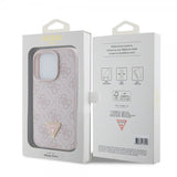 Guess iPhone 15 Pro Skal 4G Metal Triangle Strass Rosa