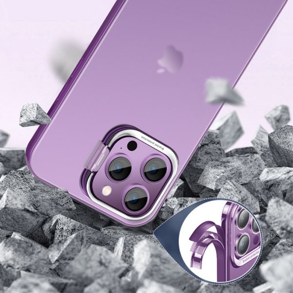 X-Level iPhone 15 Pro Skal Camera Frame Kickstand Blå