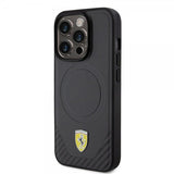 Ferrari iPhone 15 Pro Skal Carbon PU Leather MagSafe Svart