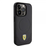 Ferrari iPhone 15 Pro Skal Carbon PU Leather MagSafe Svart