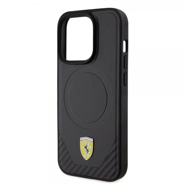 Ferrari iPhone 15 Pro Skal Carbon PU Leather MagSafe Svart