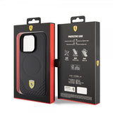 Ferrari iPhone 15 Pro Skal Carbon PU Leather MagSafe Svart