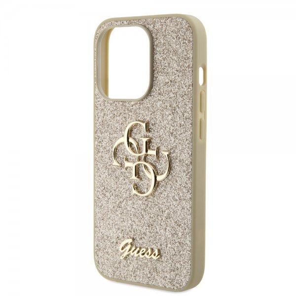 Guess iPhone 15 Pro Skal Fixed Glitter Guld