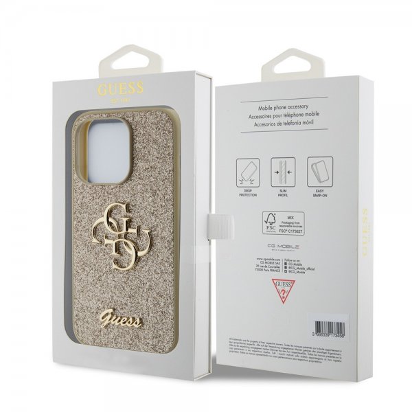 Guess iPhone 15 Pro Skal Fixed Glitter Guld