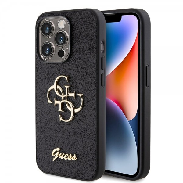 Guess iPhone 15 Pro Skal Fixed Glitter Svart