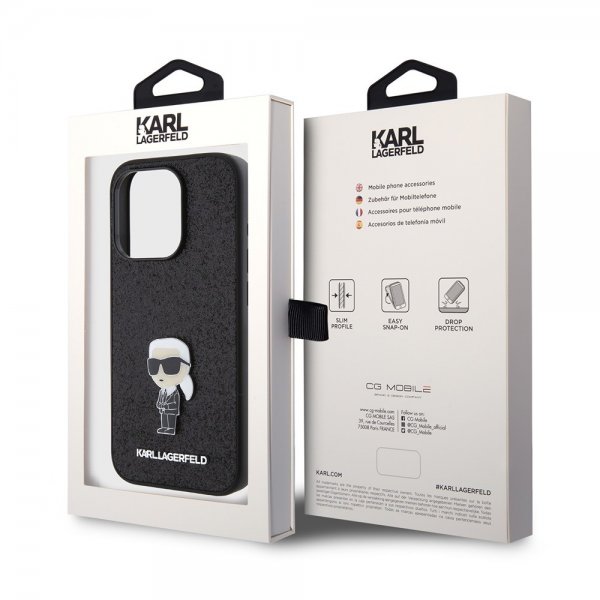 Karl Lagerfeld iPhone 15 Pro Skal Fixed Glitter Svart