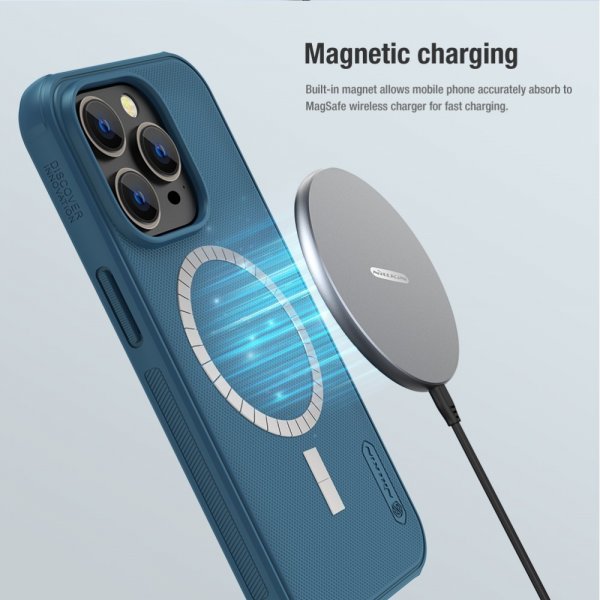 Nillkin iPhone 15 Pro Skal Frosted Shield Pro MagSafe Blå