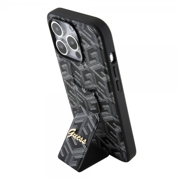 Guess iPhone 15 Pro Skal G Cube Grip Stand Svart