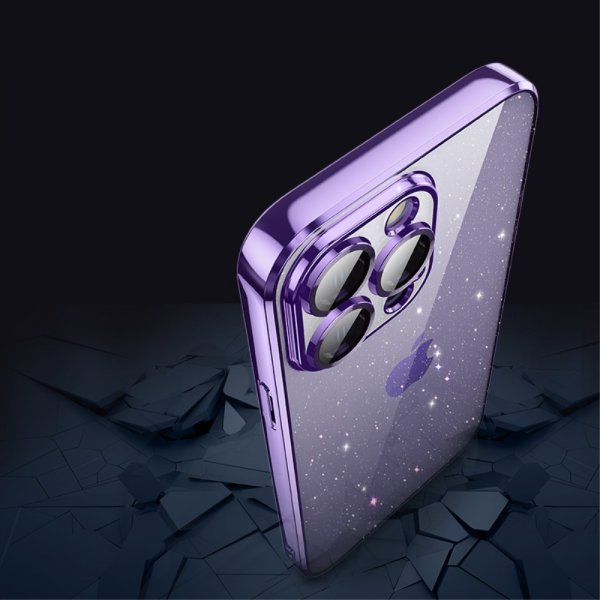 X-Level iPhone 15 Pro Skal Glitter Transparent Svart