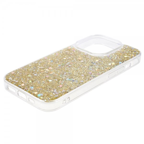 iPhone 15 Pro Skal Glitterpaljetter Guld