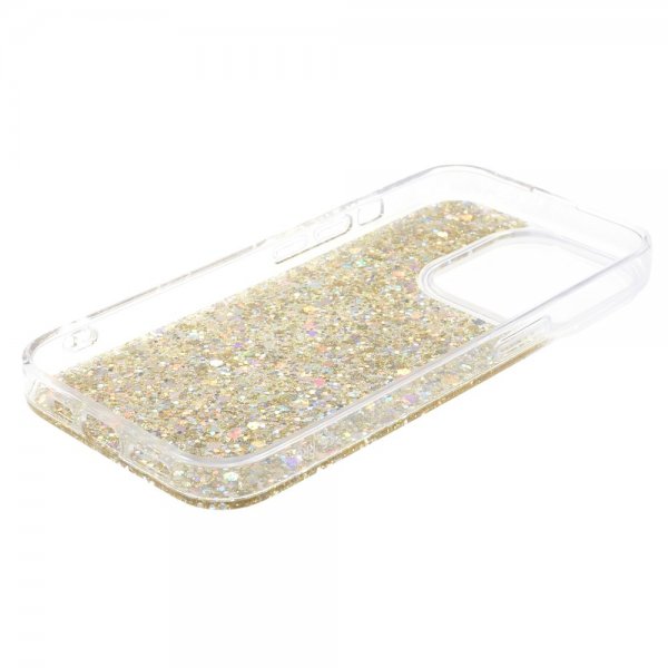 iPhone 15 Pro Skal Glitterpaljetter Guld
