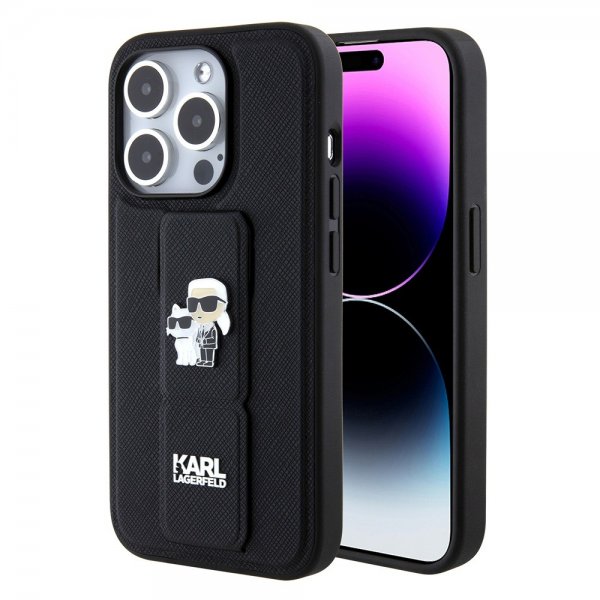 Karl Lagerfeld iPhone 15 Pro Skal Grip Stand Function Svart