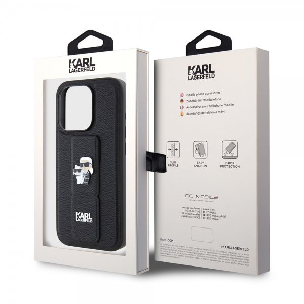 Karl Lagerfeld iPhone 15 Pro Skal Grip Stand Function Svart