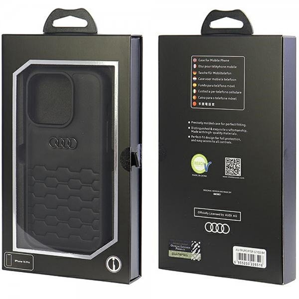 Audi iPhone 15 Pro Skal GT Synthetic Leather Svart