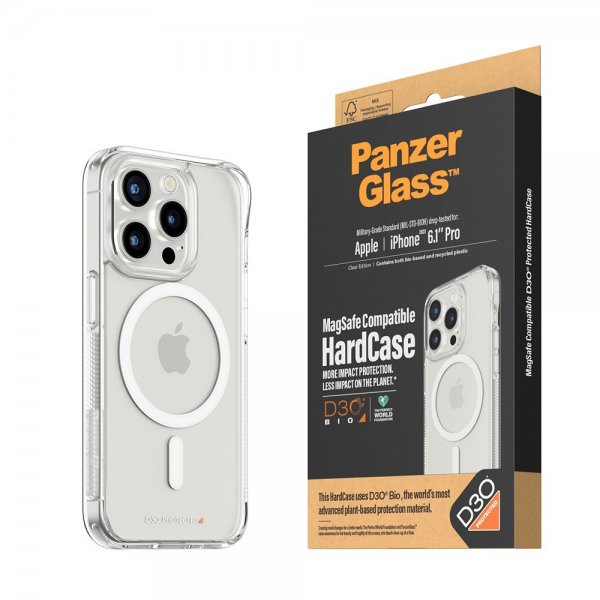 PanzerGlass iPhone 15 Pro Skal HardCase MagSafe D3O Transparent