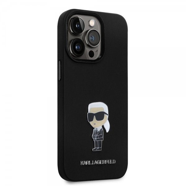 Karl Lagerfeld iPhone 15 Pro Skal Ikonik Metal Pin Svart