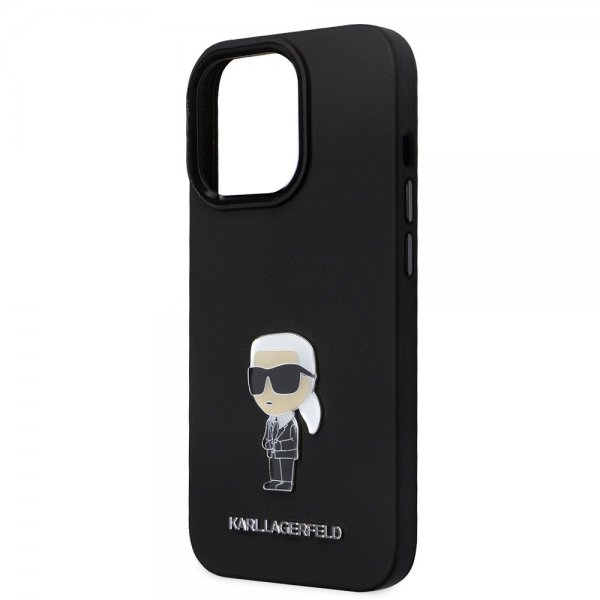 Karl Lagerfeld iPhone 15 Pro Skal Ikonik Metal Pin Svart
