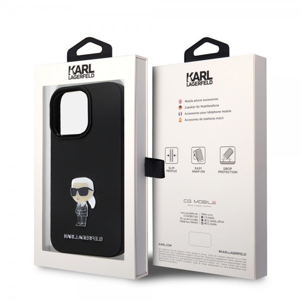 Karl Lagerfeld iPhone 15 Pro Skal Ikonik Metal Pin Svart