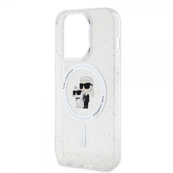 Karl Lagerfeld iPhone 15 Pro Skal Karl & Choupette Glitter MagSafe Transparent